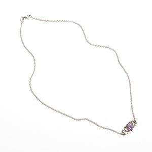 LOTUS: White Gold Purple Sapphire Flower Pendant
