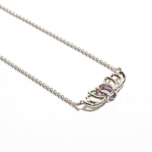 LOTUS: White Gold Purple Sapphire Flower Pendant