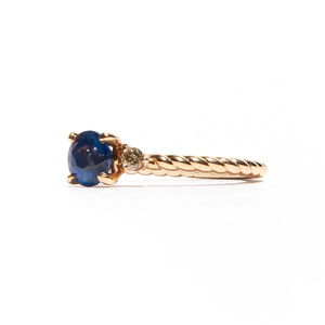 MILAN: Rose Gold Blue Sapphire and Diamond Twist Ring